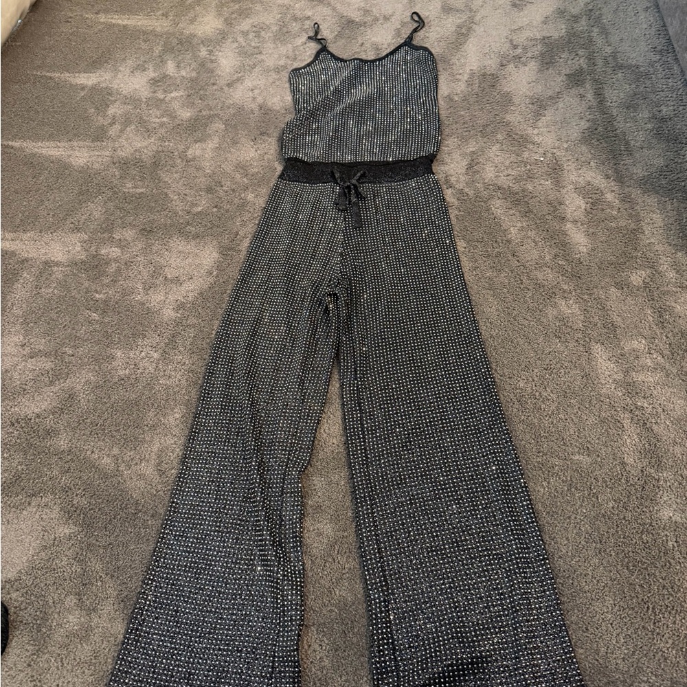 Vici Black Glitter rhinestone top and pants